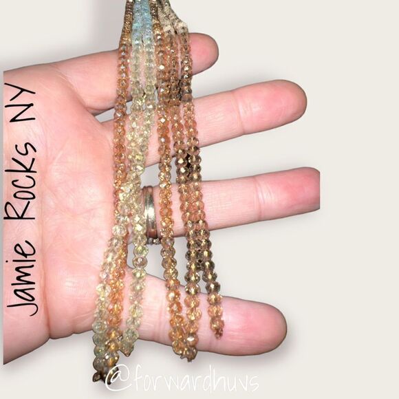 Jamie Rocks NY Sparkling Beige-Champagne & White Multi Strand Bead Necklace - Picture 4 of 8